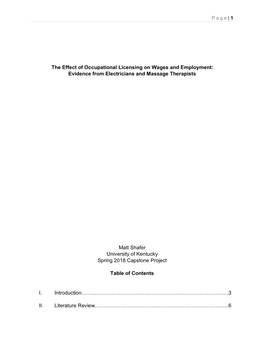 The Effect of Occupational Licensing on Wages and Employment: Evidence from Electricians and Massage Therapists