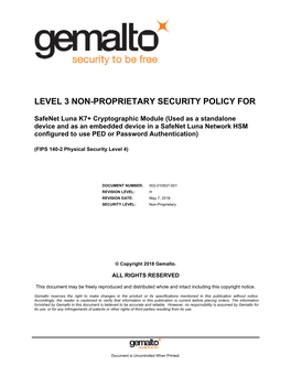 Level 3 Non-Proprietary Security Policy For