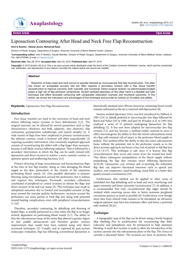 Liposuction Contouring After Head and Neck Free Flap Reconstruction