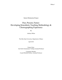 Developing Kinesthetic Teaching Methodology & Choreographing