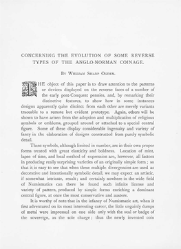 Concerning the Evolution of Some Reverse Types of the Anglo-Norman Coinage