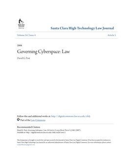 Governing Cyberspace: Law David G