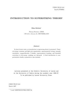 Introduction to Superstring Theory