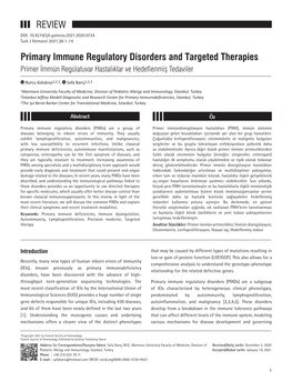 Primary Immune Regulatory Disorders and Targeted Therapies REVIEW