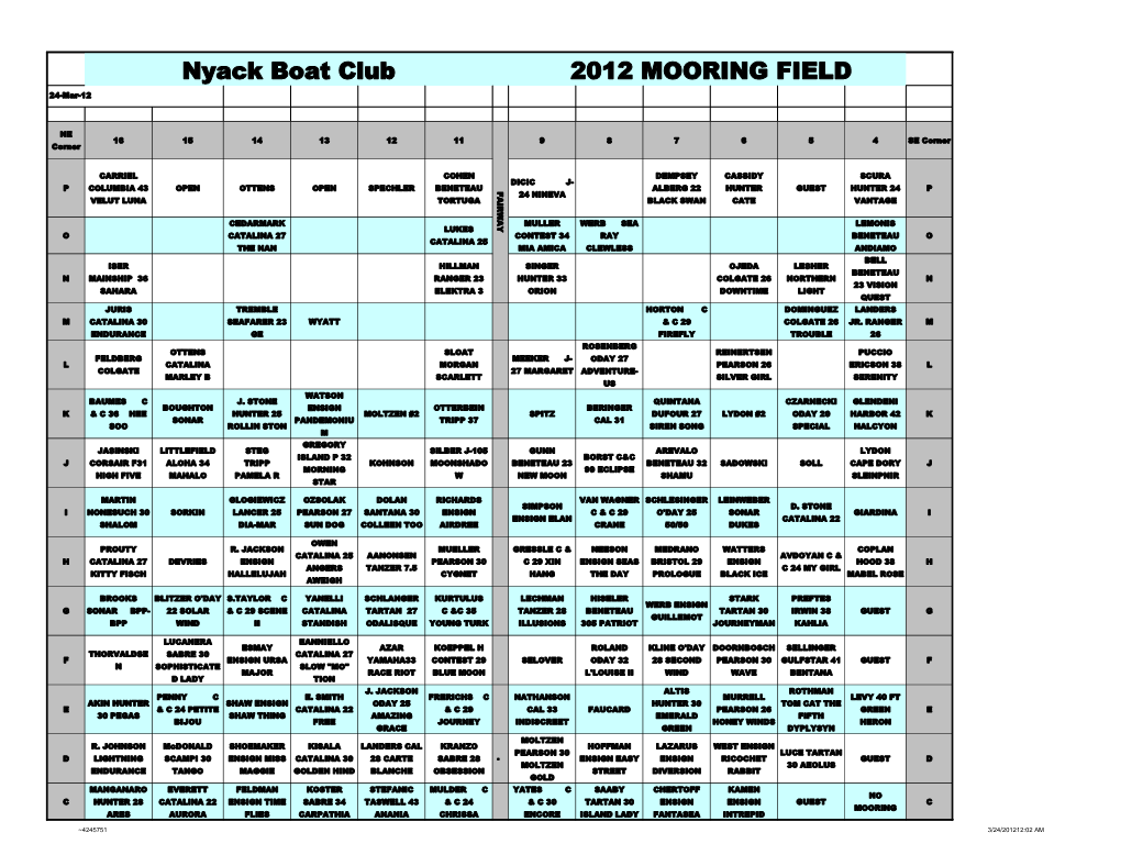 2012 MOORING FIELD Nyack Boat Club