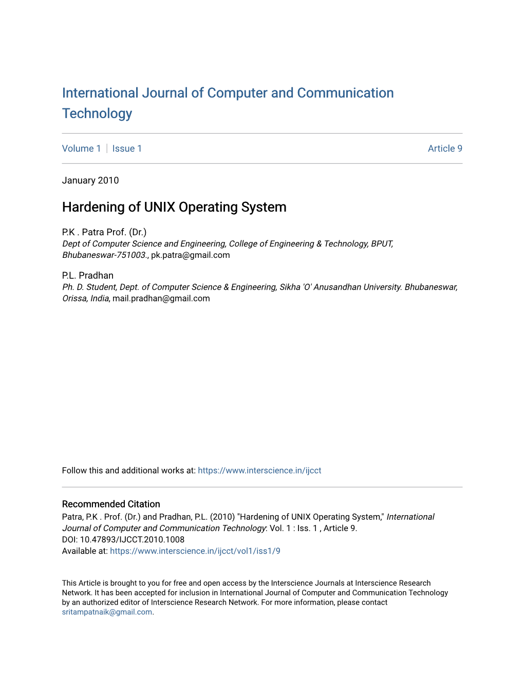 Hardening of UNIX Operating System