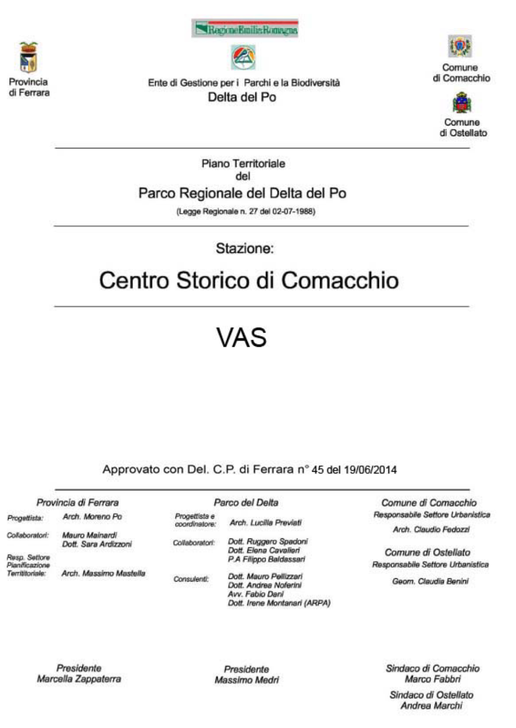 Comacchio - Centro Storico” Del Parco Regionale Del Delta Del Po Valutazione Ambientale Strategica (Vas)