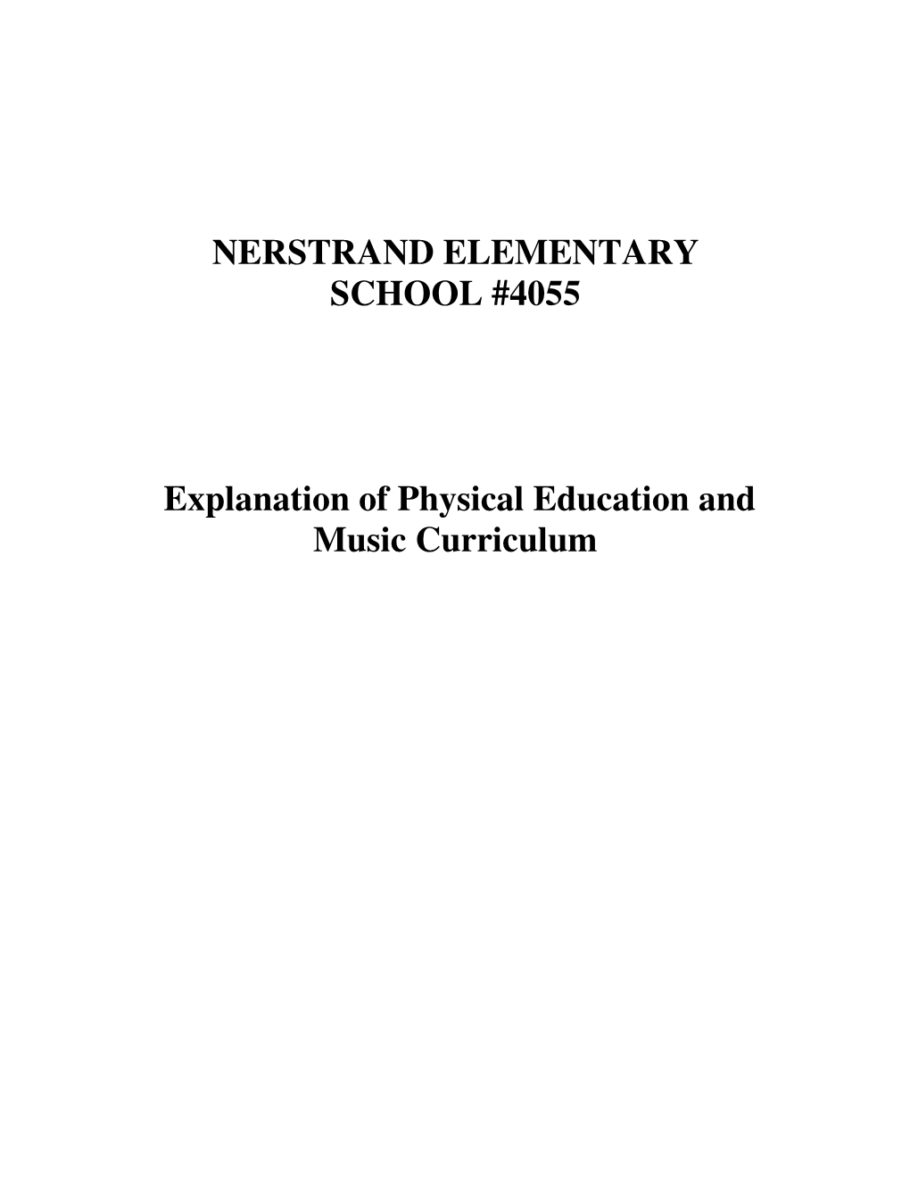 Physical Education and Music Curriculum