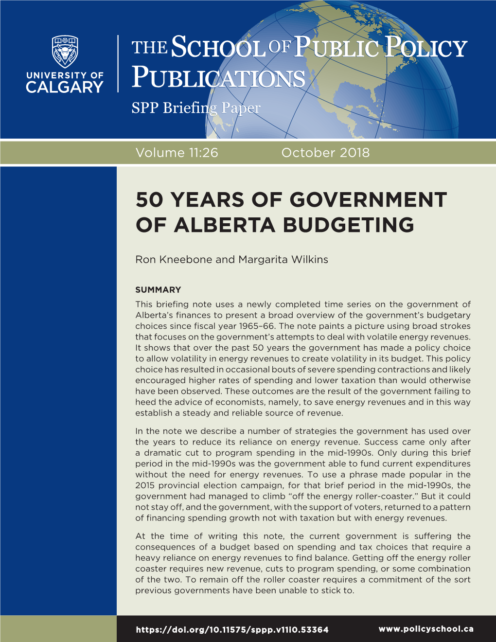 50 Years of Government of Alberta Budgeting