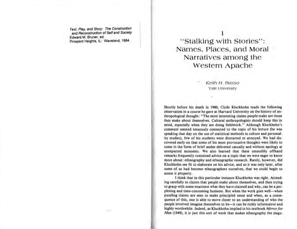 Names, Places, and Moral Narratives Among the Western Apache