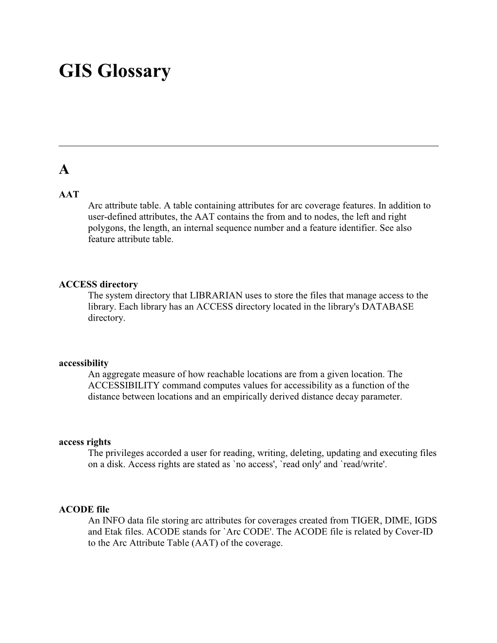 GIS Glossary (PDF)