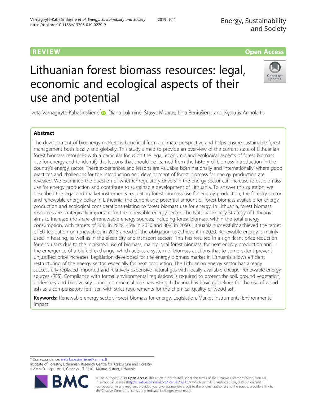 Lithuanian Forest Biomass Resources