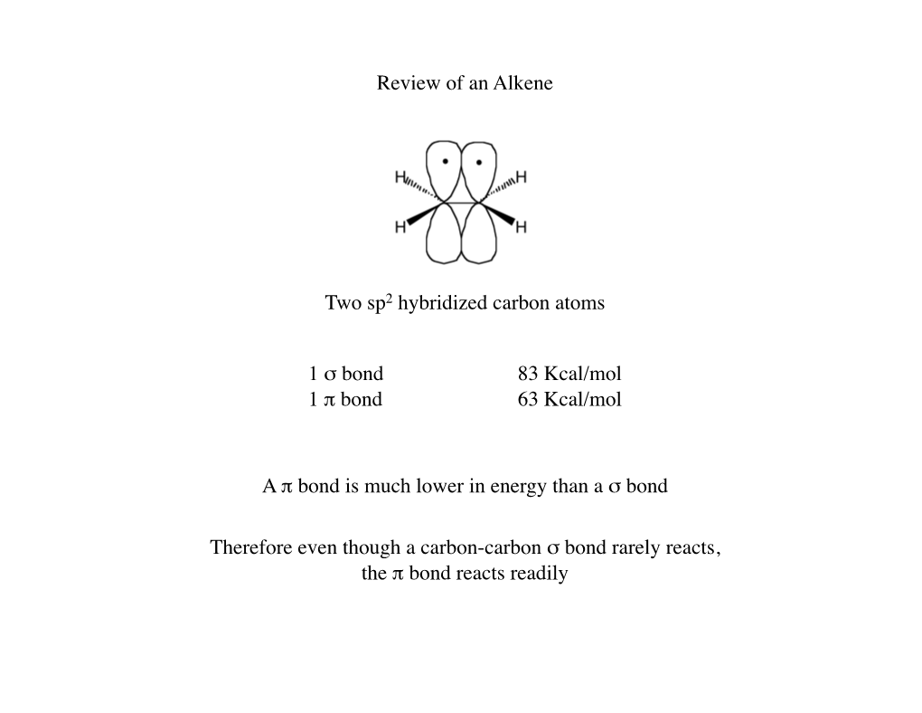 Review of an Alkene Two Sp2 Hybridized Carbon Atoms 1 Σ Bond