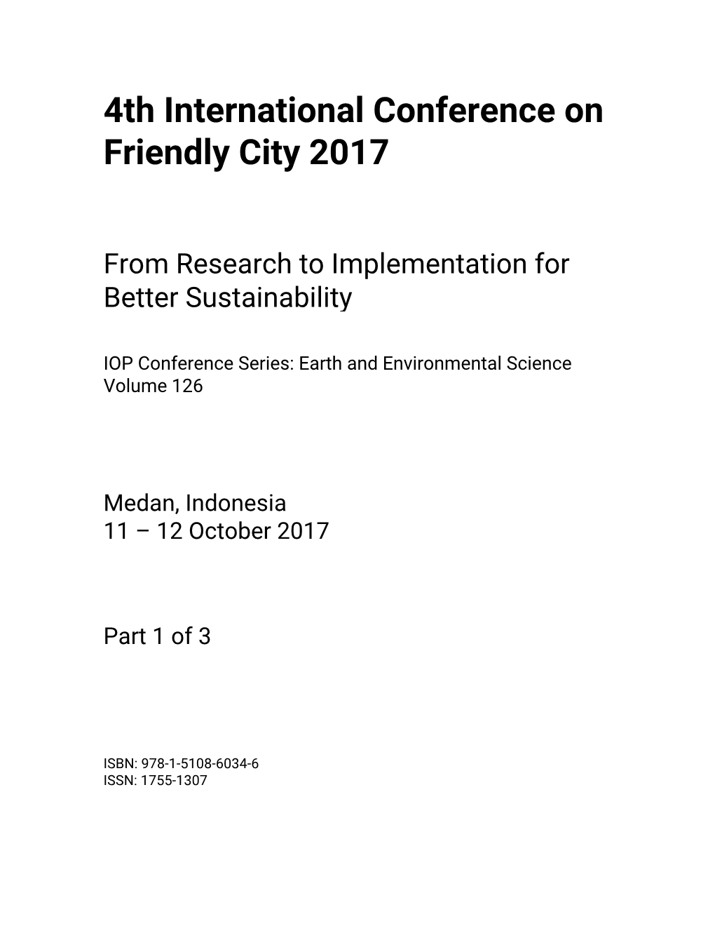 4Th International Conference on Friendly City 2017