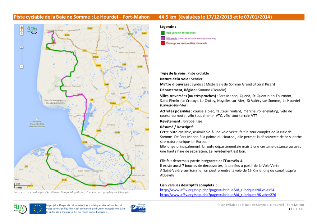 Piste Cyclable De La Baie De Somme : Le Hourdel – Fort-Mahon 44,5 Km (Évaluées Le 17/12/2013 Et Le 07/01/2014)