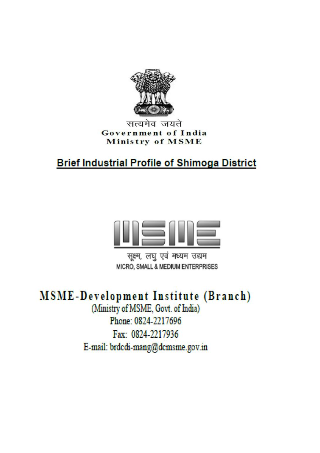 Shimoga District Profile.Pdf