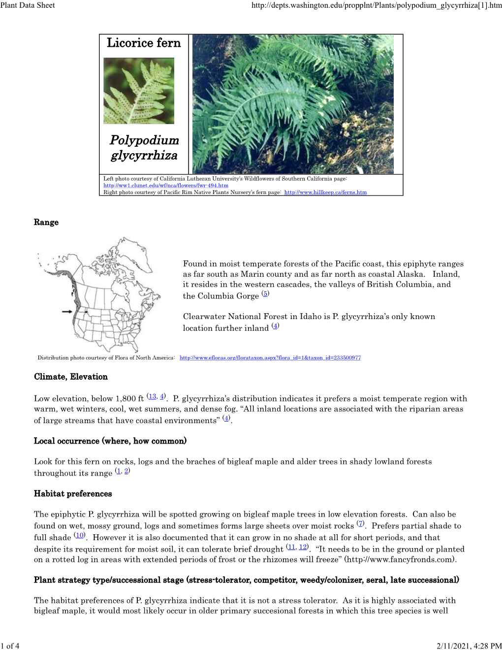 Plant Data Sheet