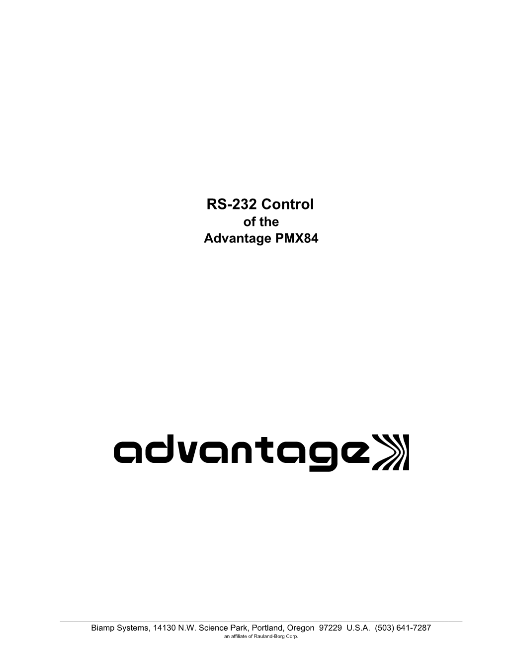 RS-232 Control of the Advantage PMX84