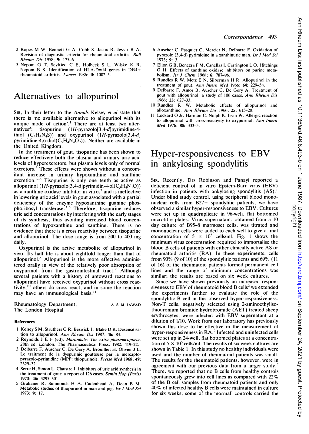 Alternatives to Allopurinol Hyper-Responsiveness to EBV In