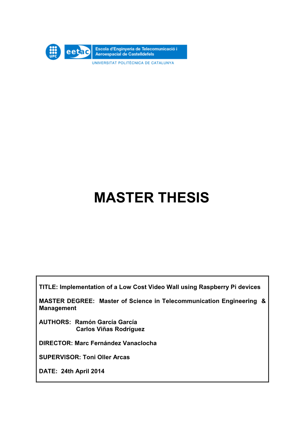 Master Thesis