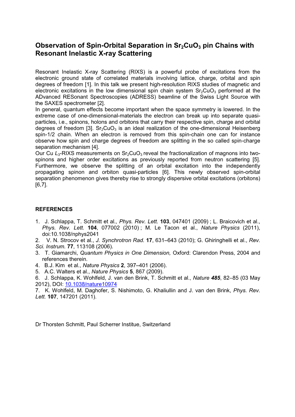 Observation of Spin-Orbital Separation in Sr2cuo3 Pin Chains