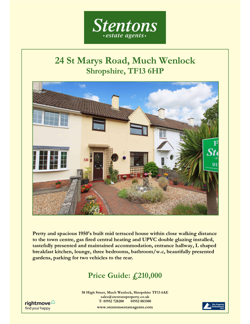 24 St Marys Road, Much Wenlock Shropshire, TF13 6HP