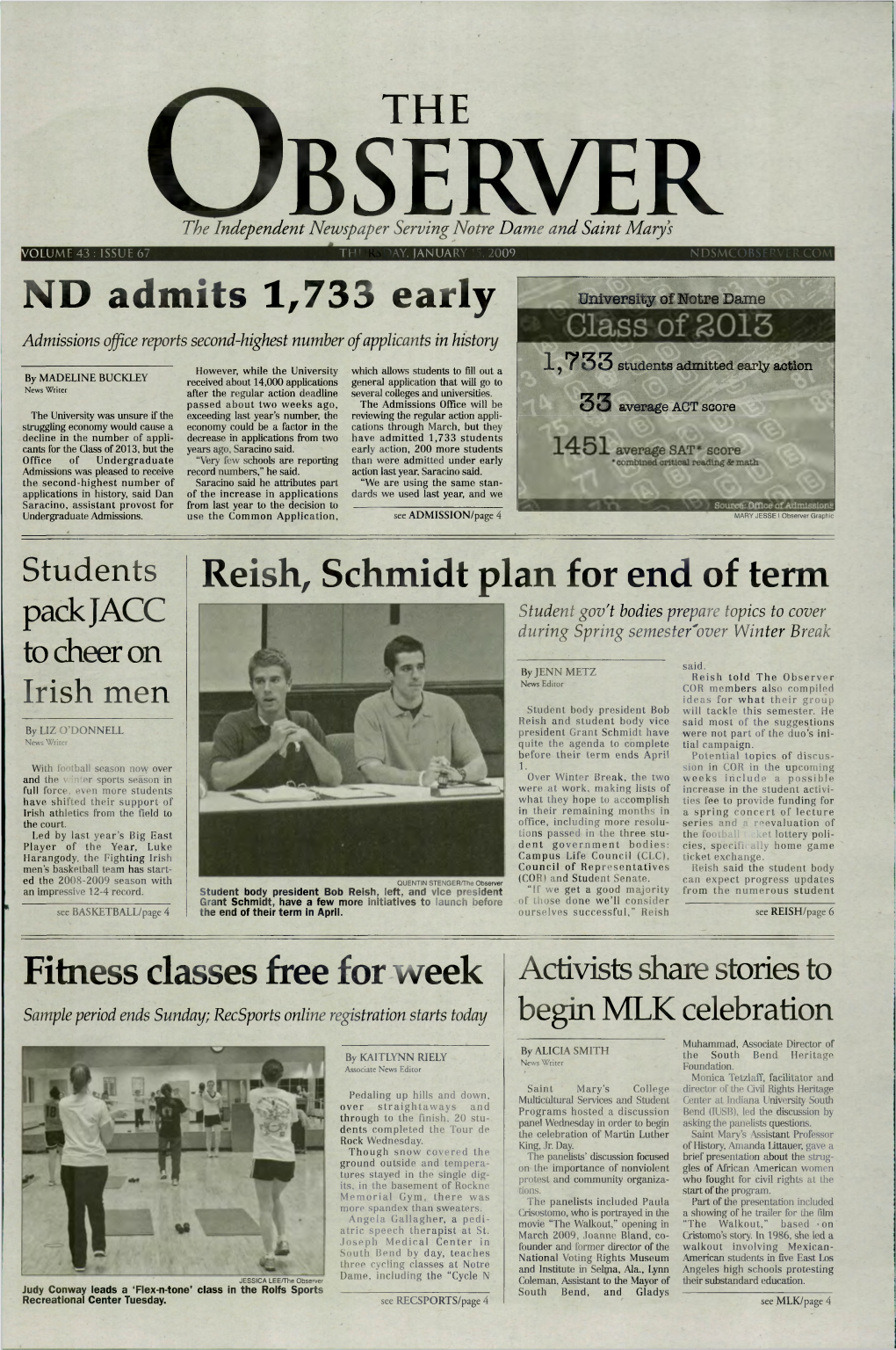 ND Admits 1733 Early