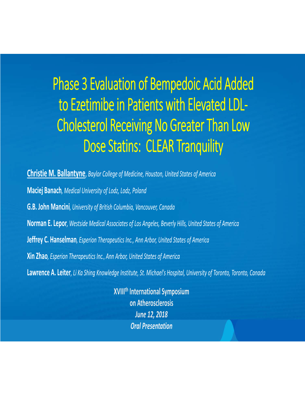 Phase 3 Evaluation of Bempedoic Acid Added to Ezetimibe in Patients with Elevated LDL‐ Cholesterol Receiving No Greater Than Low Dose Statins: CLEAR Tranquility