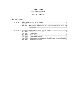 Chapter Five County Executive Table Of