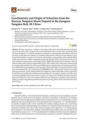 Geochemistry and Origin of Scheelites from the Xiaoyao Tungsten Skarn Deposit in the Jiangnan Tungsten Belt, SE China