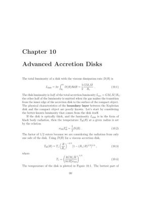 Chapter 10 Advanced Accretion Disks
