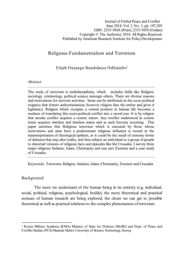 Religious Fundamentalism and Terrorism