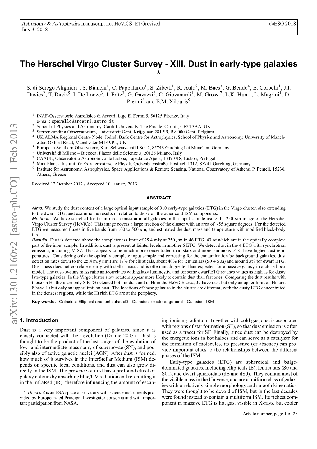 The Herschel Virgo Cluster Survey (Hevics, Davies Et Al