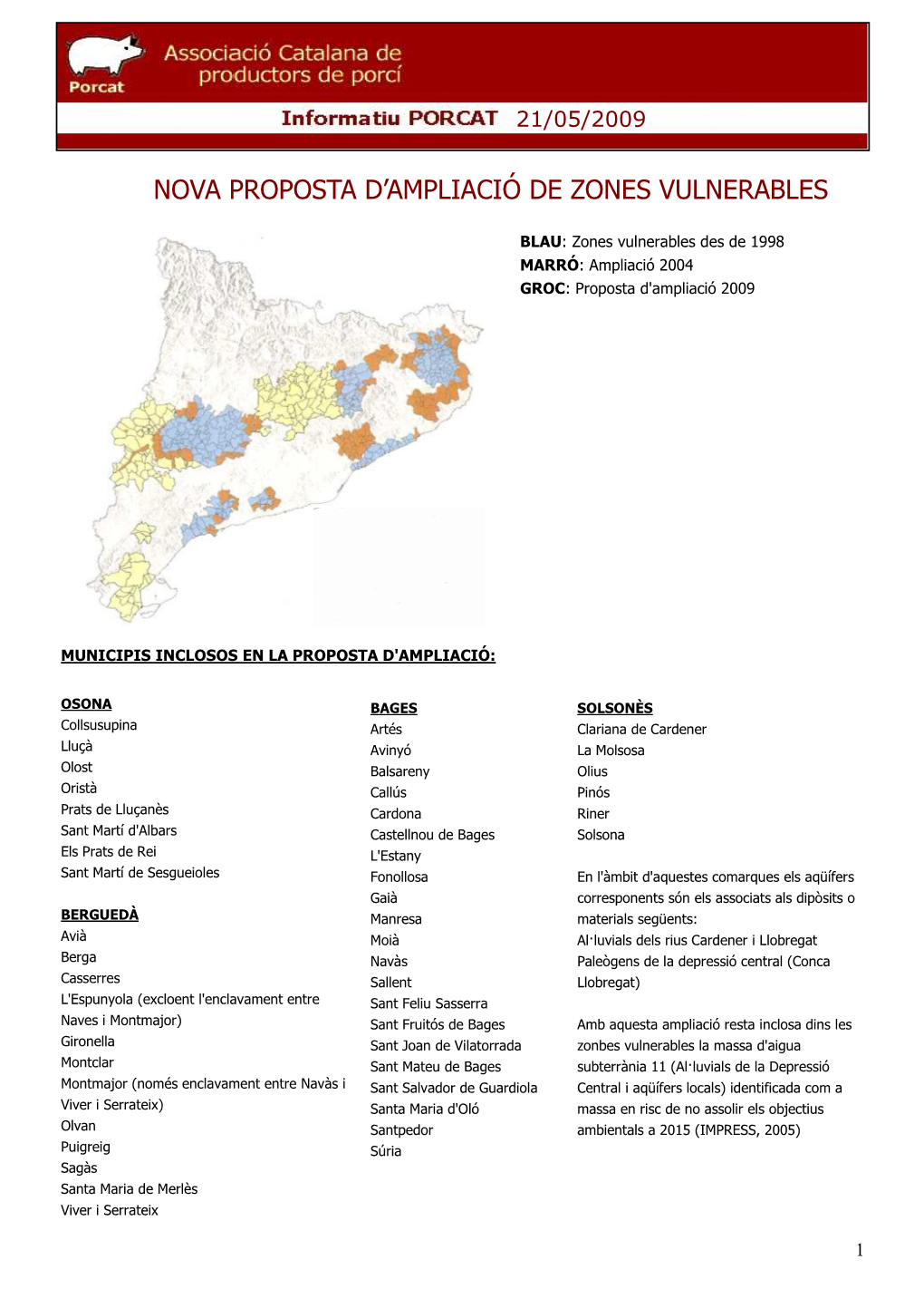 Nova Proposta D'ampliació De Zones Vulnerables