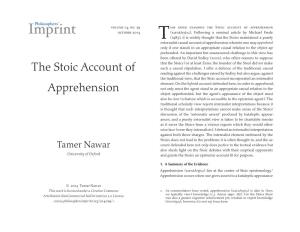 The Stoic Account of Apprehension October 2014 (Κατάληψις)