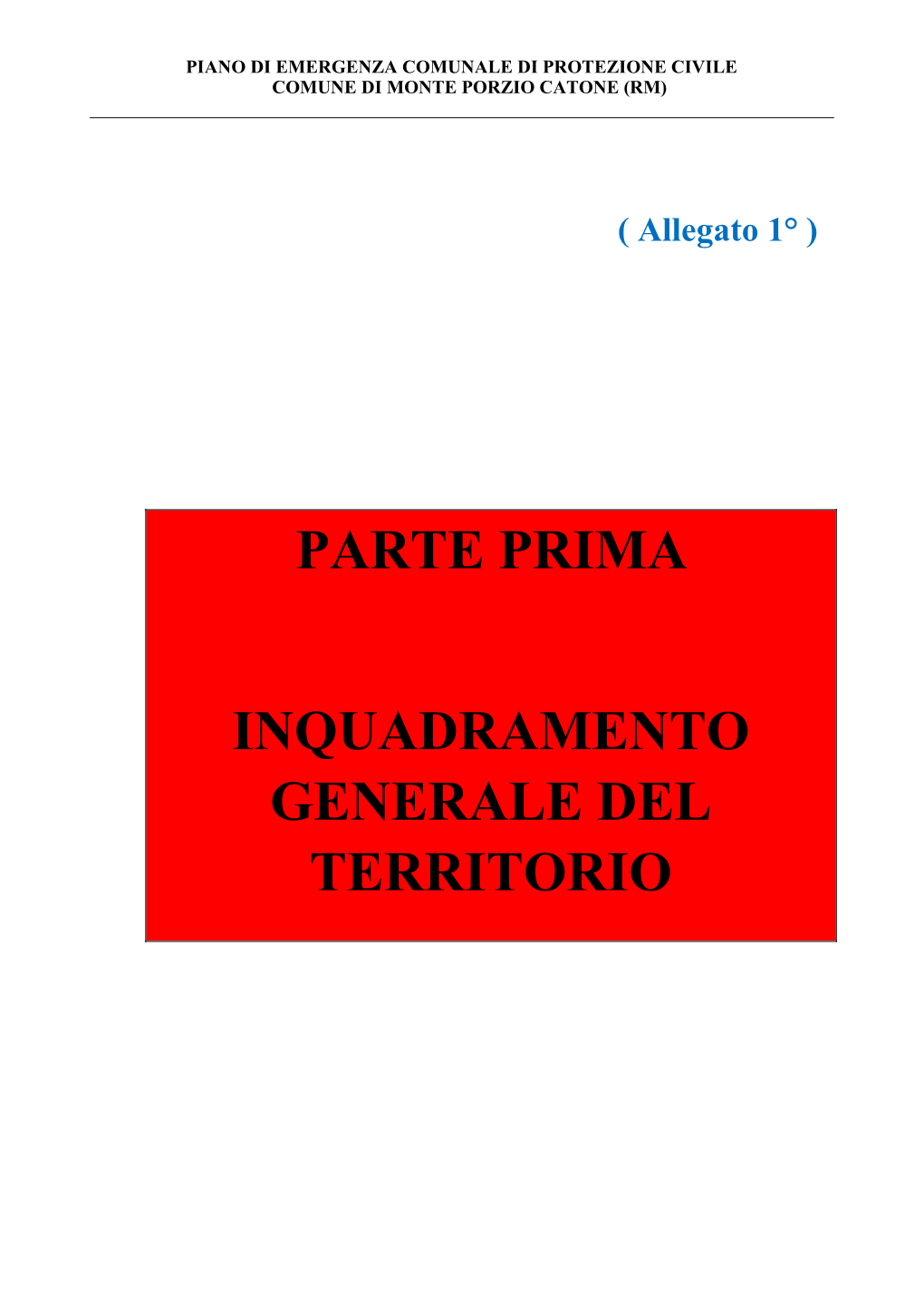 Parte Prima Inquadramento Generale Del Territorio