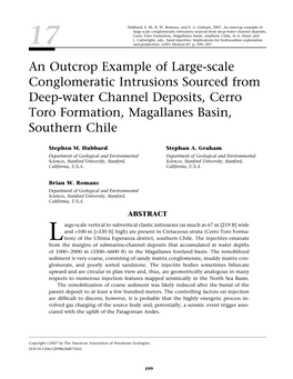 An Outcrop Example of Large-Scale Conglomeratic Intrusions Sourced from Deep-Water Channel Deposits, Cerro Toro Formation, Magallanes Basin, Southern Chile, in A