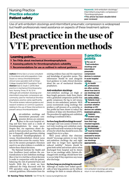 Best Practice in the Use of VTE Prevention Methods
