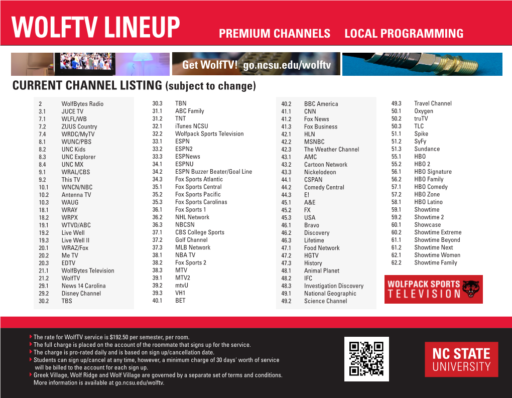 Wolftv Lineup Premium Channels Local Programming