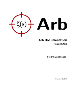 Arb Documentation Release 2.8.0