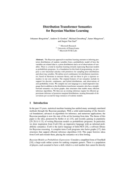 Distribution Transformer Semantics for Bayesian Machine Learning