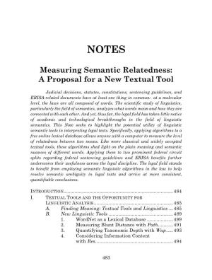 Measuring Semantic Relatedness: a Proposal for a New Textual Tool