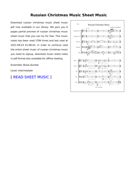 Russian Christmas Music Sheet Music