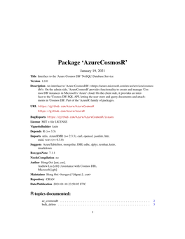 Package 'Azurecosmosr'