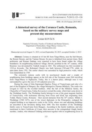 A Historical Survey of the Corunca Castle, Romania, Based on the Military Survey Maps and Present-Day Measurements