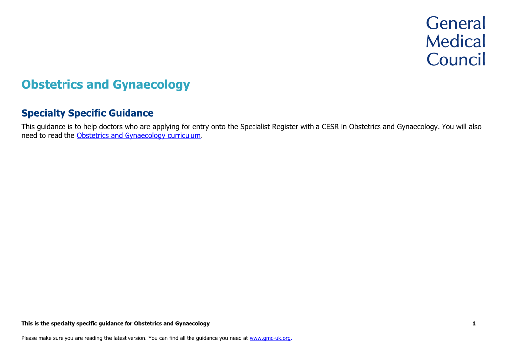 Obstetrics and Gynaecology