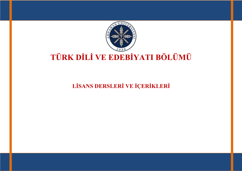 Türk Dili Ve Edebiyati Bölümü