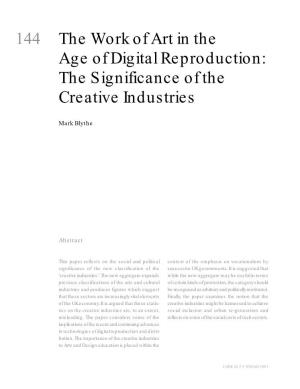 The Work of Art in the Age of Digital Reproduction: the Significance of the Creative Industries