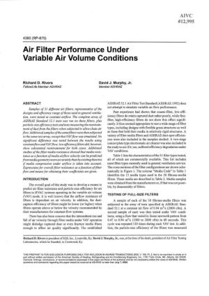 Air Filter Performance Under Variable Air Volume Conditions