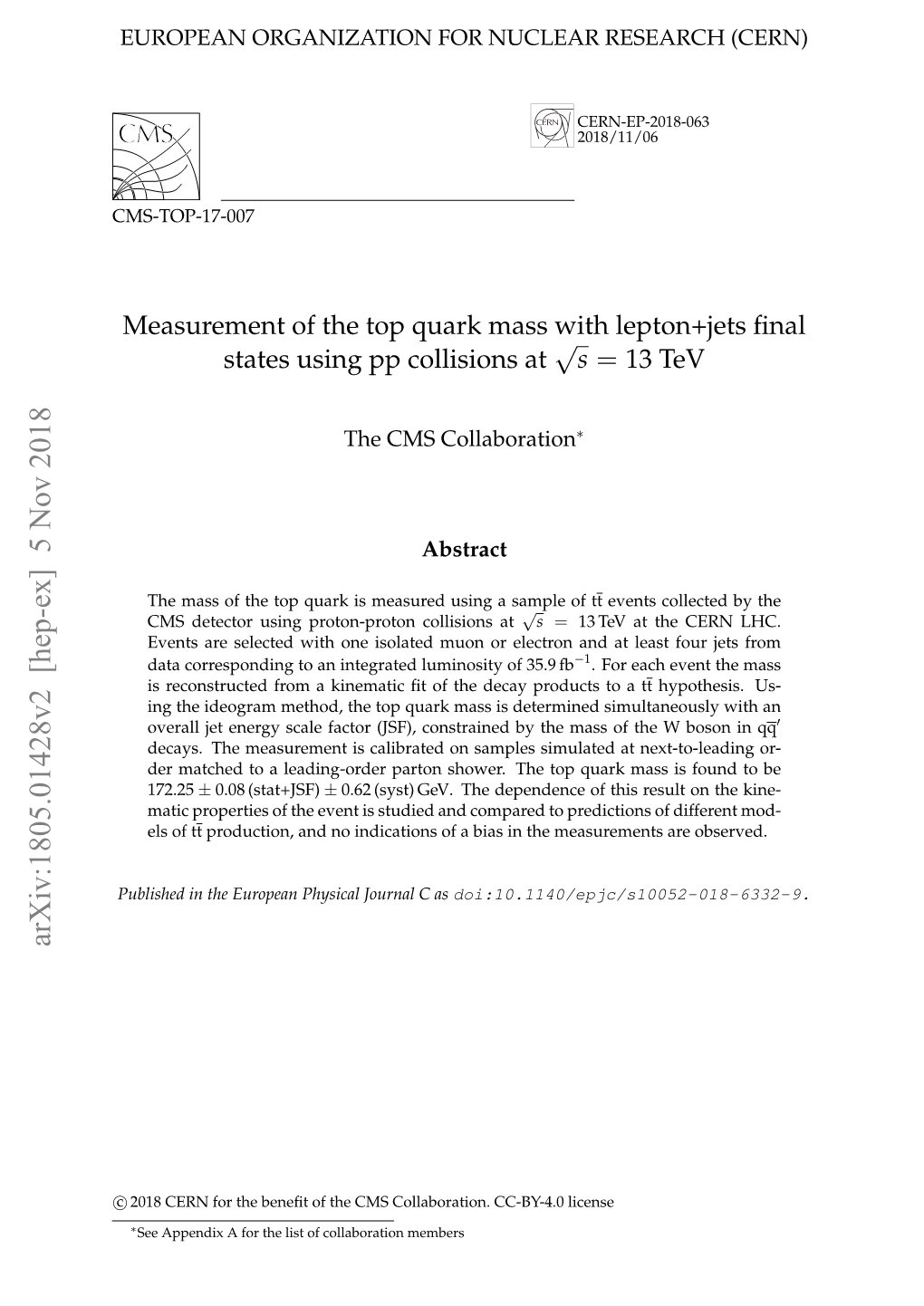 Measurement of the Top Quark Mass with Lepton+Jets Final States Using Pp Collisions at Sqrt(S)